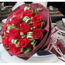 Red Holland Roses in a Bouquet