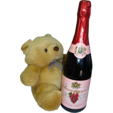 Small Teddy Bear with Champagne