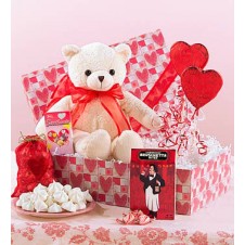 Teddy Bear with Balloons and Chocolates