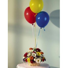 1 Basket Flowers with 3 Balloons