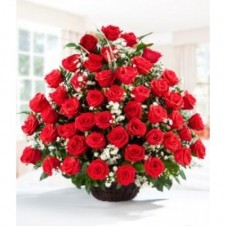 4 Dozen Red Roses In Basket