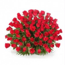 Red Roses Round Arrangement in a Bouquet