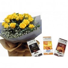 Yellows Roses in a Bouquet  With Lindt Excellence/tobleroneChocolate