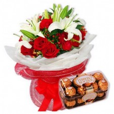 Rose and Lilly With Chocolates
