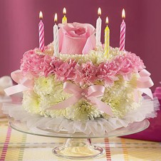 Flower Cake White & Pink Carnations