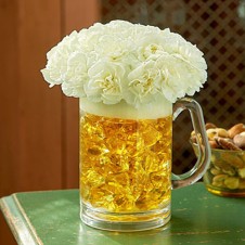 White Carnations In A Beer Mug