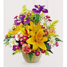 Stylish Arrangement of Fresh Flowers in Basket