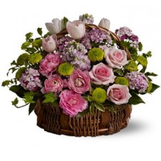 Fresh Assorted Flowers in a Basket