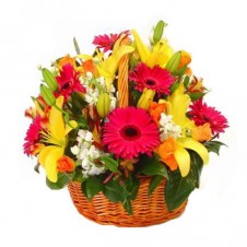 A Basket of Mixed Flower Arrangement