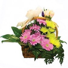 Fresh Mixed Cut Flowers arrange in a Basket