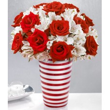Red Roses with Alstromeria in a Vase