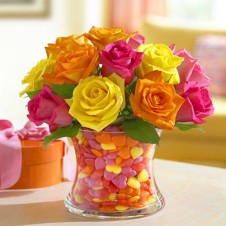 1 dozen Mixed Roses in a Vase 1