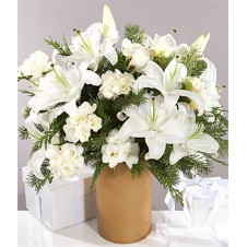 Fresh Mixed Cut White Flowers in a Vase