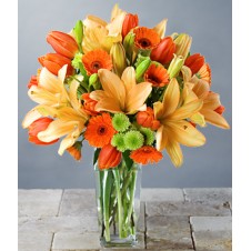 Orange Tulips, Gerbera and Orange Lilies