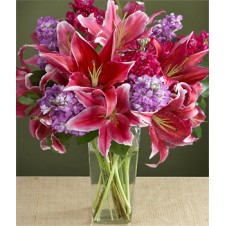 Pink Lily with Purple and Pink Hydrangea