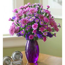 Mixed Purple Statice, Pink Carnation, Aster & Malaysian Mums Flowers
