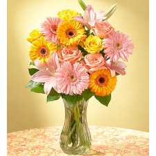 Mixed Roses, Lilies & Gerbera Flowers in a Vase2