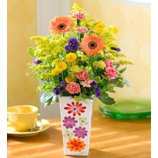 Mixed Fresh Flowers  in a Vase