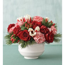 Red Roses Mixed Pink Carnations in a Vase