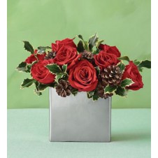 Red Roses w/ Mixed Green Fillers in a Vase
