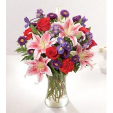Star Gazer, Roses, Carnations, Iris, Mums and Greenery