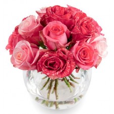 Pink Holland Roses in a Globe Vase