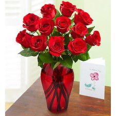 One dozen Red Holland Roses in a Vase