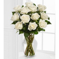 One dozen White Holland Roses in a Vase