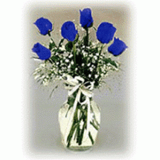 Wonderful Blue Rose with Baby's Breath in a Vase