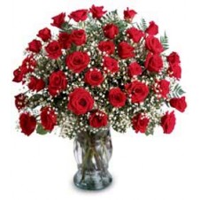 Three Dozen Long Stemmed Roses in a Vase