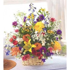 A Basket Of Mixed Flowers