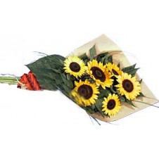 Sunflowers with Delicate Added Greenery in a Bouquet