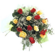 Lovely Colour Combination of Yellow and Red Roses in a Bouquet