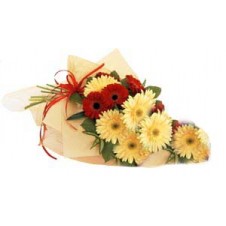 Very Nice Red and Yellow Gerbera Daisies in a Bouquet