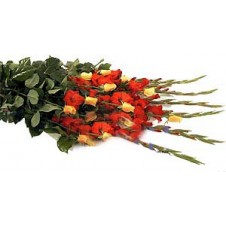 Stunning Wrapped Bouquet of Gladiolus and Roses