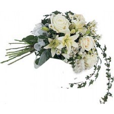 White Roses, Lilies, Alstroemeria and Aster with Trailing Ivy