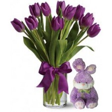 Passionate Purple Tulips in a Bouquet