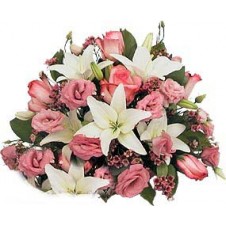 Lovely Rounded Arrangement in Pink and White Flowers