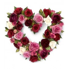 Red and Pink Roses in a Heart Shape Basket