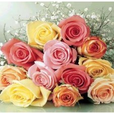 1 dozen Multicolor Roses in a Bouquet