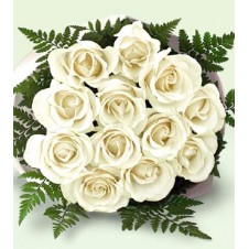 One dozen White Roses in a Bouquet