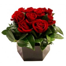 Deep Red Roses in a Basket