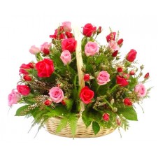 2 dozen Red & Pink Roses in a Basket