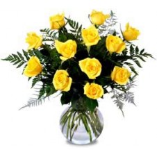 One dozen Yellow Roses in a Vase