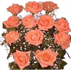 Peach Roses in Bouquet