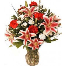 Stargazer Lilies with Carnations  in a Bouquet