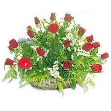 2 Dozen Red Roses in a Basket