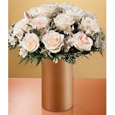 A Dozen of White Roses in a Vase