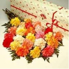 Red and Pink Carnations in a Box
