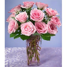 One Dozen Pink Roses in a Vase 2